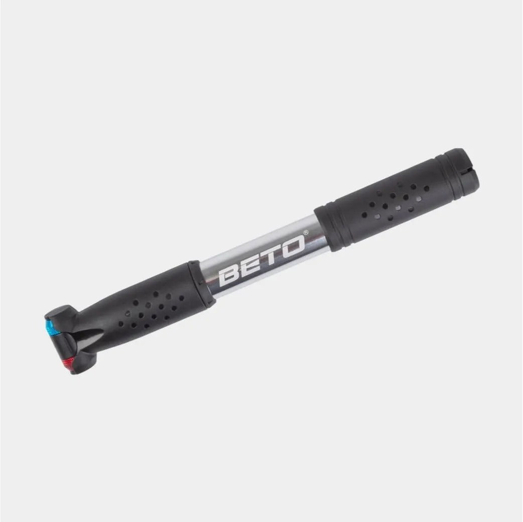 Beto Retract Mini Pump 160psi Dual Valve Head Silver