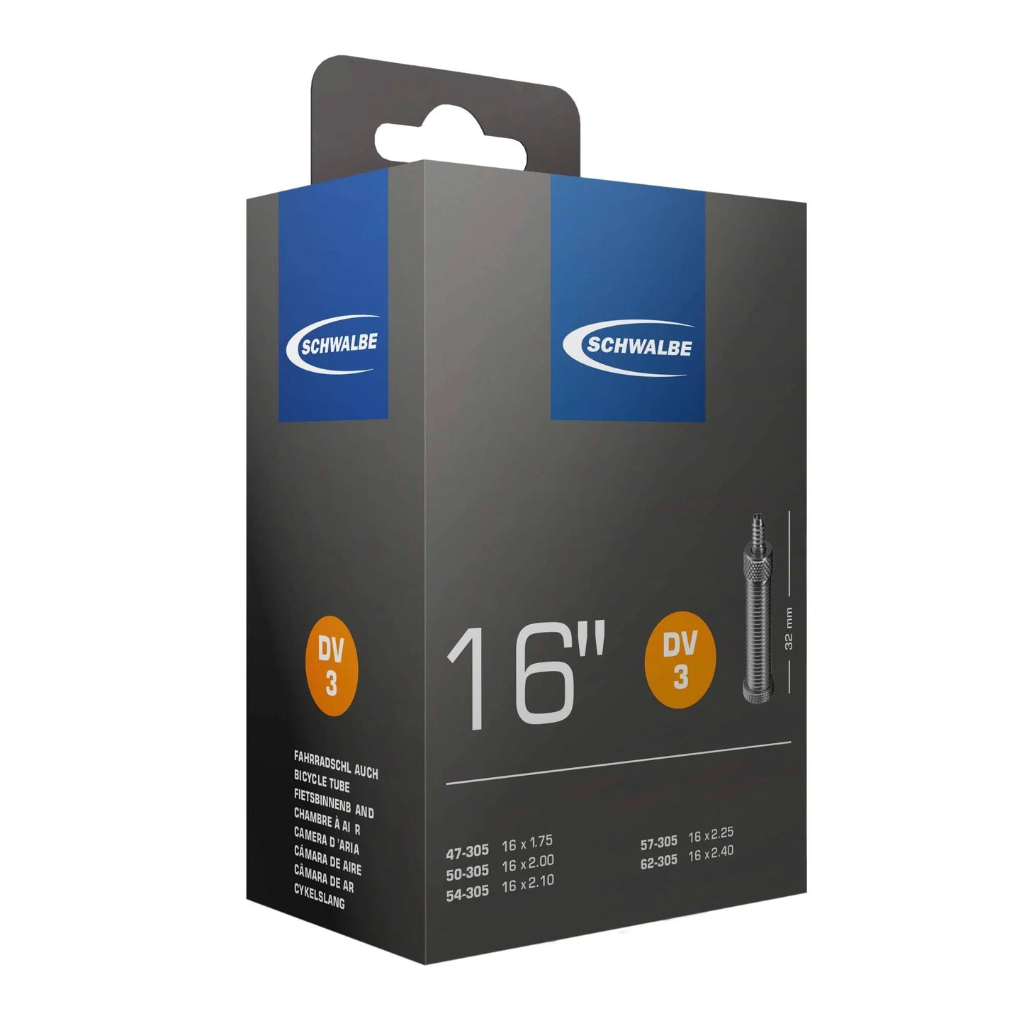 Schwalbe DV3 STANDARD 47/62-305 Cykelventil 32 mm